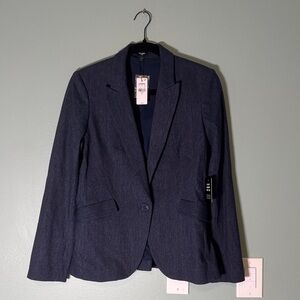 Express Navy Textured Notch-Lapel Blazer